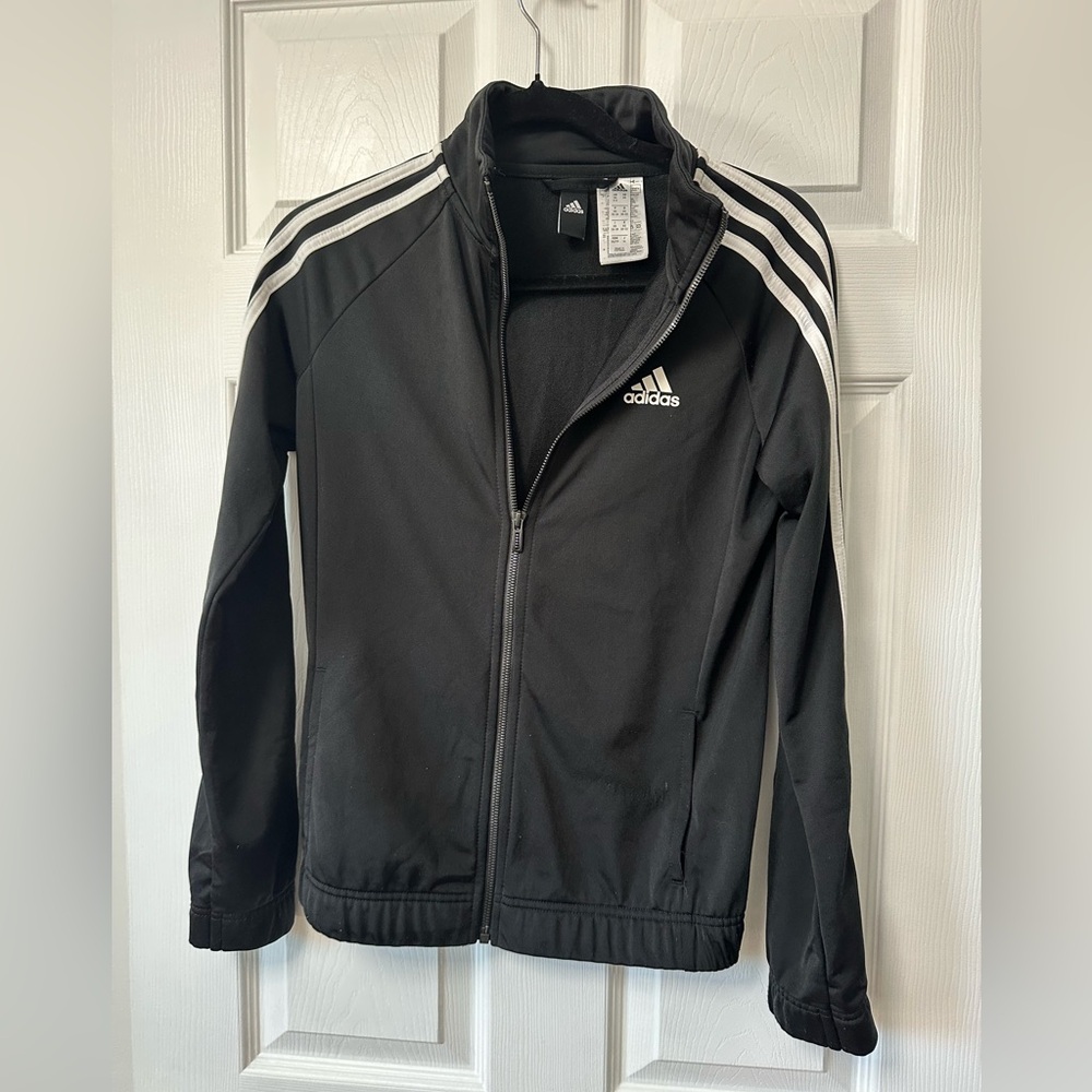adidas Black Track Jacket with White Stripes